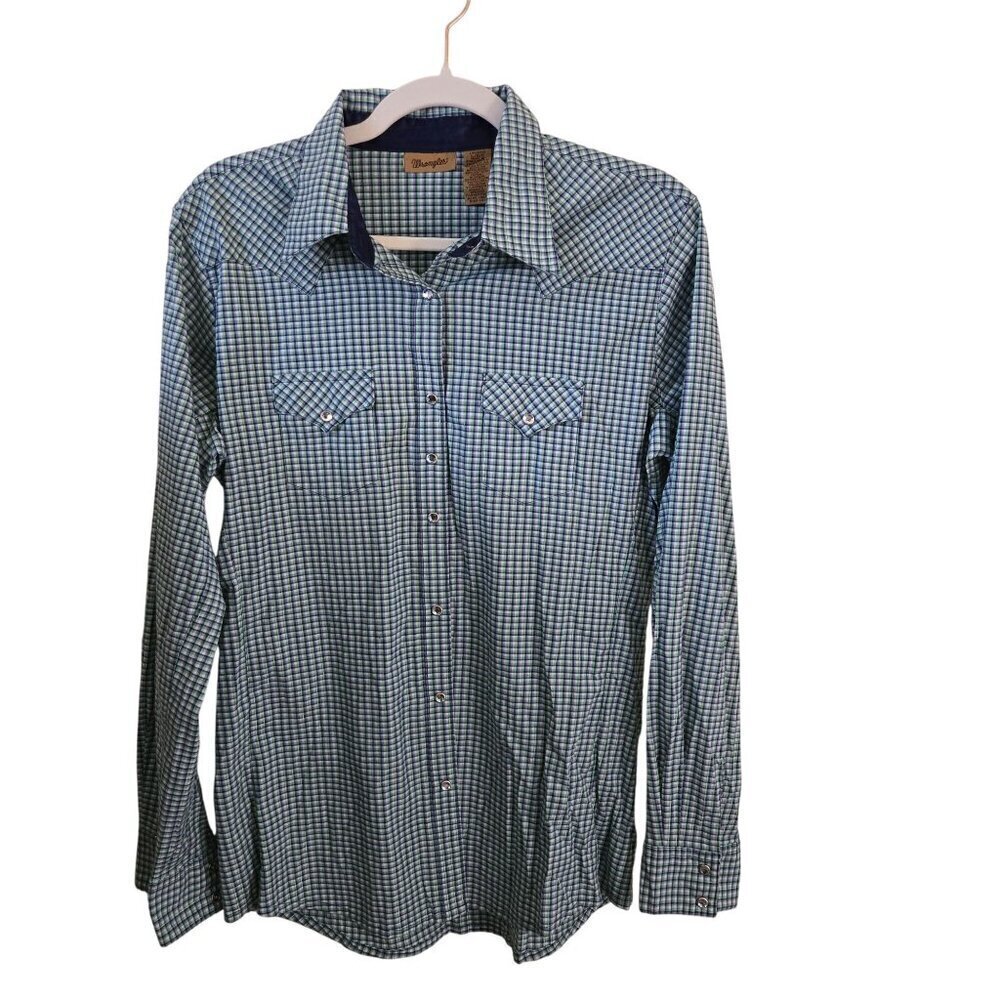 Wrangler Cowgirl Rodeo Festival Western Metallic Rhinestone Snap Shirt Size L